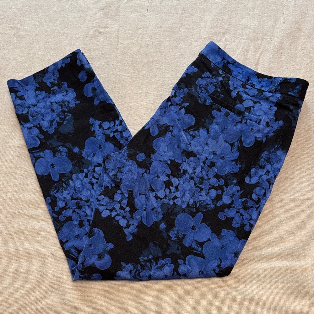 Banana Republic Sloan Floral Blue and Black Pants